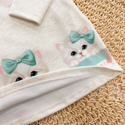Vestido Manga Longa Cat Princess - Areia 